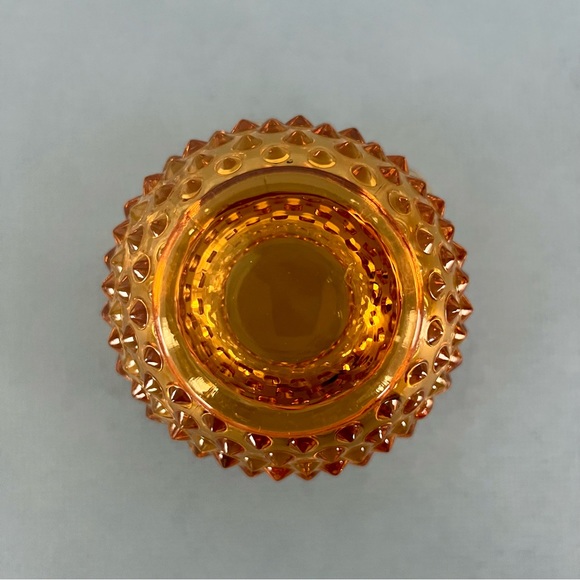 Vintage Fenton Amber Hobnail Vase & Sugar Bowl - Picture 7 of 8